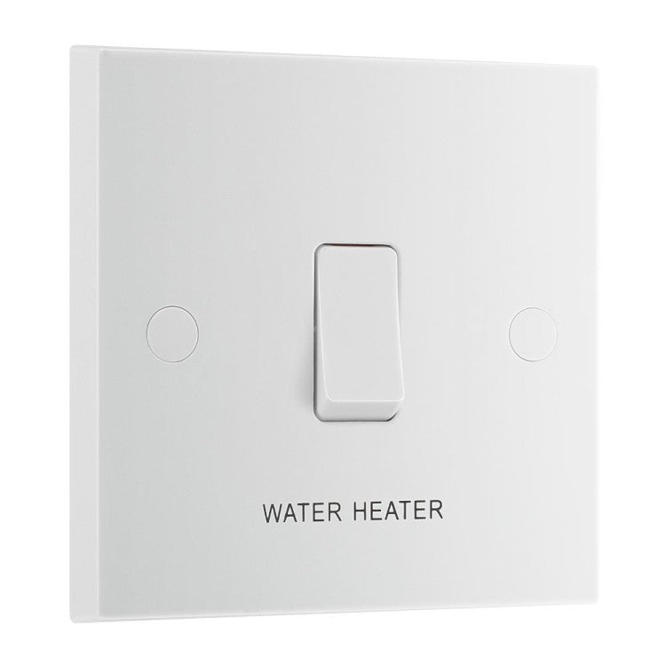 BG 932 Moulded Square Edge | White | 1 Gang 20A 2 Pole 'Water Heater' Flex Outlet Switch
