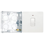 BG Evolve Pearlescent White 20A 2 Pole LED Switch PCDCL31W with 25mm Steel Back Box