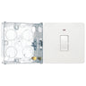 BG Evolve Pearlescent White 20A 2 Pole LED Switch PCDCL31W with 25mm Steel Back Box
