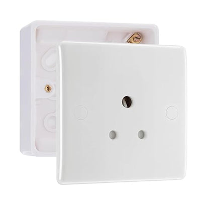 BG Electrical 5A Unswitched Round Pin Socket White & 32mm Pattress Back Box by British General (BG-829+891)
