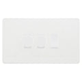 BG Evolve Pearlescent White 3 Gang Light Switch 2x Trailing Edge LED Dimmer 1x 2 Way Custom Switch