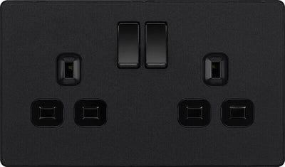 BG Evolve Matt Black Screwless Switches & Sockets Black Inserts Full Range by British General
