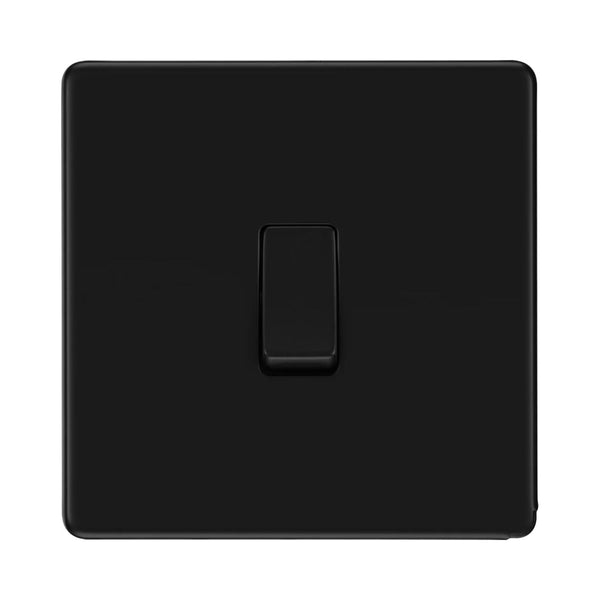 BG Flatplate Screwless Matt Black 20A Double Pole Switch FFB30