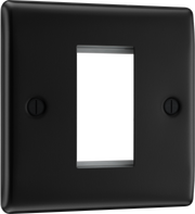 BG NFBEMS1 Nexus Metal Matt Black 25x50 Aperture Single Square Euro Module Front Plate by British General (BG-NFBEMS1-SA_1)