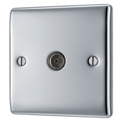 BG Nexus Polished Chrome 1 Gang Co-Axial Socket NPC60 with 35mm Steel Back Box