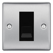 BG Nexus Brushed Steel Single Master Telephone Socket, Screw Terminal - Black Inserts by British General (BG-NBSBTMS1B)