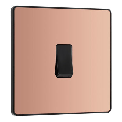 BG Evolve Polished Copper 1 Gang 20A 16AX Intermediate Light Switch PCDCP13B with 35mm Steel Back Box