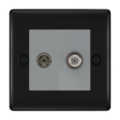BG Nexus Metal Matt Black TV & Satellite Socket NFB65G by British General (BG-NFB65G)