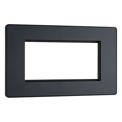 BG Evolve Matt Grey 4 Gang Secondary Telephone Socket, Screw Terminal - Black Insert