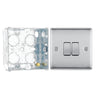 BG Nexus Brushed Steel 20A 16AX 2 Way Double Light Switch NBS42 with 35mm Steel Back Box