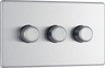 BG Electrical FBS83 Nexus Flatplate Screwless Brushed Steel 3 Gang 200W 2 Way Trailing-Edge Push Dimmer Switch by British General (BG-FBS83-Shopify-SA_1)