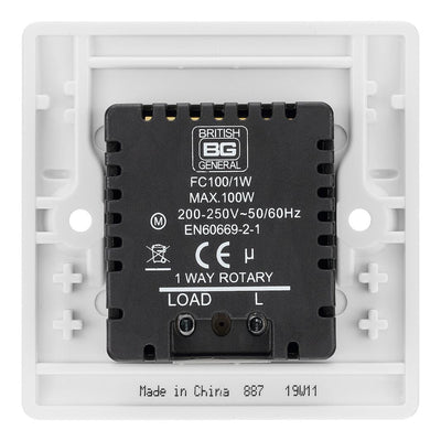 BG Electrical 1 Gang 100W Fan Controller White Moulded & 32mm Pattress Back Box