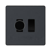 BG Evolve Matt Grey 2 Gang Switch 1x Trailing Edge LED Dimmer 1x Intermediate Grid Switch by British General (BG-Evolve-MG-2G-CUSTOM-1x-Dimmer-1x-INT)