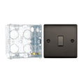 BG Nexus Metal Black Nickel 20A 16AX 2 Way Single Light Switch NBN12 with 35mm Steel Back Box