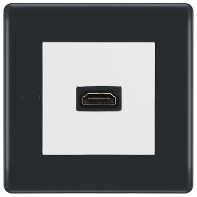 BG Part M Single HDMI Socket Graphite - White Insert