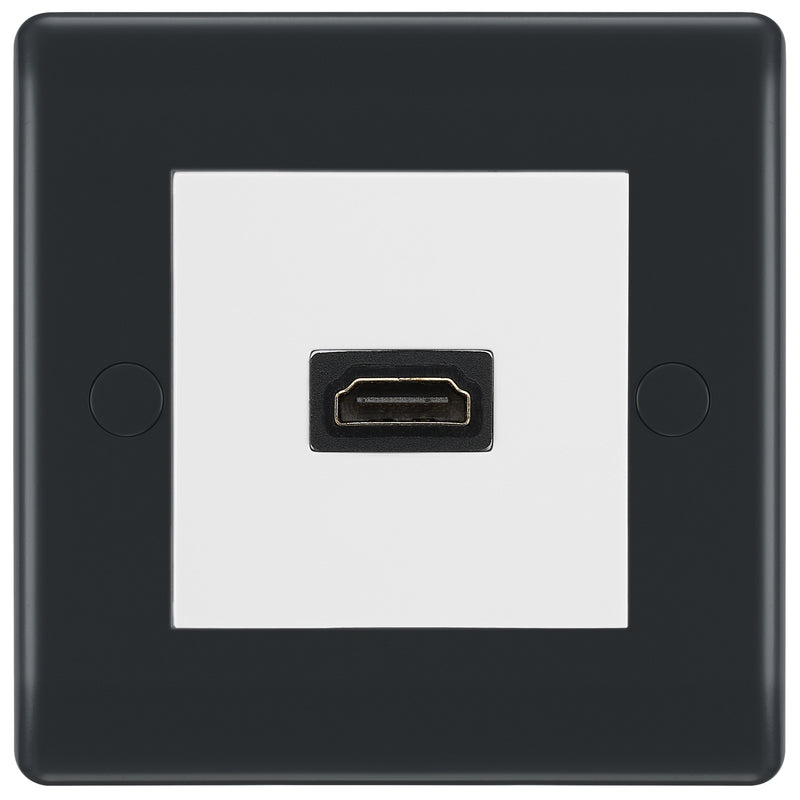 BG Part M Single HDMI Socket Graphite - White Insert