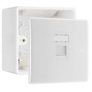 BG Electrical Singel RJ45 Telephone Socket (Screw) & 50mm Pattress Back Box by British General (BG-8RJ45/1+877)