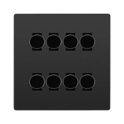BG Evolve Black Chrome 8 Gang Trailing Edge LED Dimmer Light Switch 2 Way Custom Switch by British General (Evolve-BC-CUSTOM-8GANG-8xDIMMER-2Way)