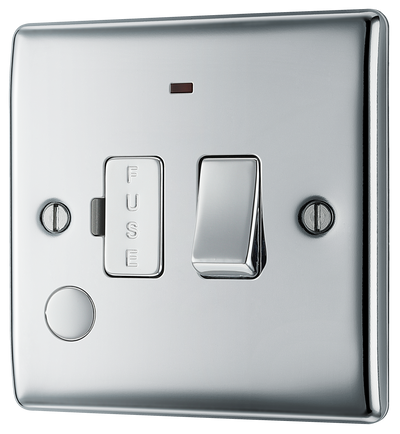 BG NPC53 Nexus Metal Polished Chrome 13A Flex Output Neon Switched Fused Spur Unit by British General (BG-NPC53-Shopify-SA_1)