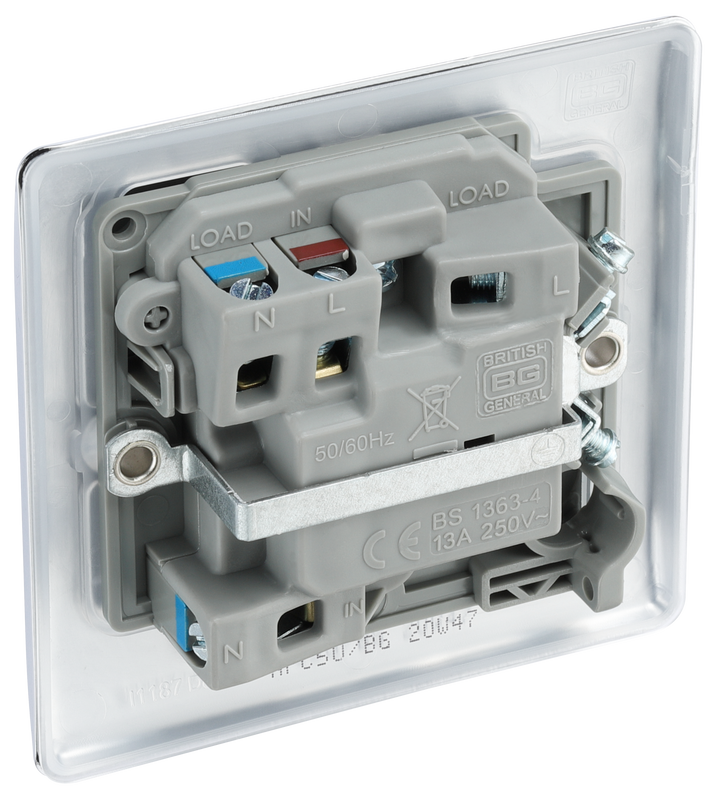 NPC50 Back - This switched and fused 13A connection unit from British General provides an outlet from the  appliances.