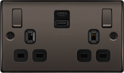 BG NBN22UAC22B Black Nickel Double Socket with USB 22W Type A & Type C USB by British General (BG-NBN22UAC22B)