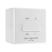 BG Nexus 1 Gang 10AX 3 Pole Fan Isolator White Switch & 50mm Pattress Back Box by British General (BG-815+877)