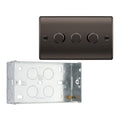 BG Nexus Metal Black Nickle 200W 2 Way Triple Trailing Edge Dimmer Switch NBN83 with 35mm Steel Back Box