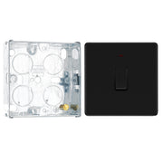 BG Screwless Matt Black 1 Gang 20A DP Neon Switch FFB31 with 25mm Steel Back Box