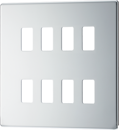 BG RFPC8 Nexus Screwless Grid Polished Chrome 8 Module Front Plate