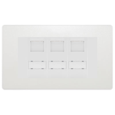 BG Evolve Pearlescent White 3 Gang RJ45 CAT6 Data Socket White Inserts