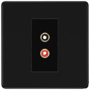 BG Screwless Matt Black Euro Module RCA X 2 Outlet FFBRCA2B by British General (BG-FFBRCA2B)