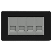 BG Screwless Matt Black 4 Gang RJ11 Telephone Socket Euro Module - Grey Insert by British General (BG-FFBRJ114G)