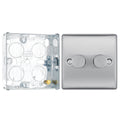 BG Nexus Brushed Steel 200W 2 Way Trailing Edge Double Dimmer Switch NBS82 with 25mm Steel Back Box