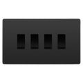 BG Evolve Black Chrome 4 Gang Light Switch 3x Intermediate 1x 2 Way Custom Grid Switch