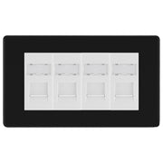 BG Screwless Matt Black 4 Gang RJ45 Cat6 Data Socket Outlet White Inserts by British General (BG-FFBRJ454W)