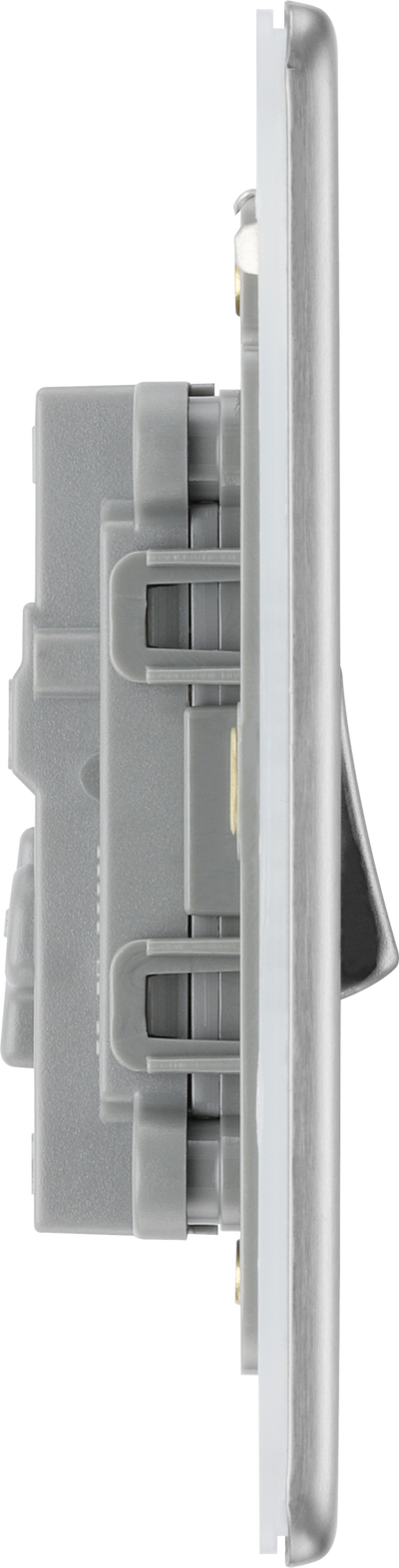 BG Electrical FBS13 Nexus Screwless Flat-Plate Single Intermediate Light Switch Brushed Steel 10A