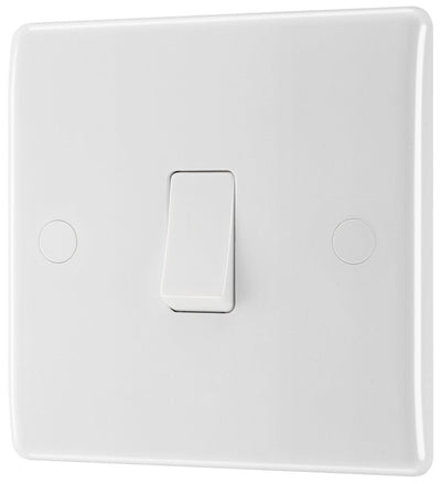 BG 812 Moulded Round Edge | White | 1 Gang 10AX 2 Way Plate Switch by British General (BG-812)