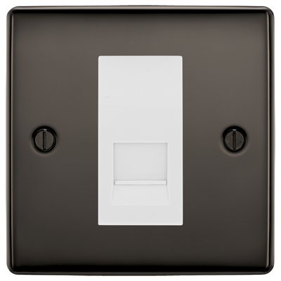 BG Nexus Black Nickel Single Secondary Telephone Socket, Screw Terminal - White Insert by British General (BG-NBNEMS1+EMBTSSW)