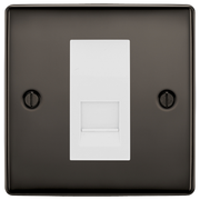 BG Nexus Black Nickel Single Secondary Telephone Socket, Screw Terminal - White Insert by British General (BG-NBNEMS1+EMBTSSW)