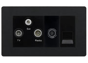 BG Evolve Matt Black TV/FM/SAT + Return & 1 Gang Tel - Screened Triplex Socket by British General (BG-PCDMB68B)