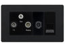 BG Evolve Matt Black TV/FM/SAT + Return & 1 Gang Tel - Screened Triplex Socket by British General (BG-PCDMB68B)
