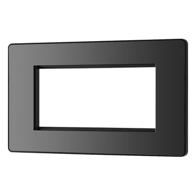 BG Evolve Black Chrome 4 Gang Secondary Telephone Socket, Screw Terminal - Black Insert