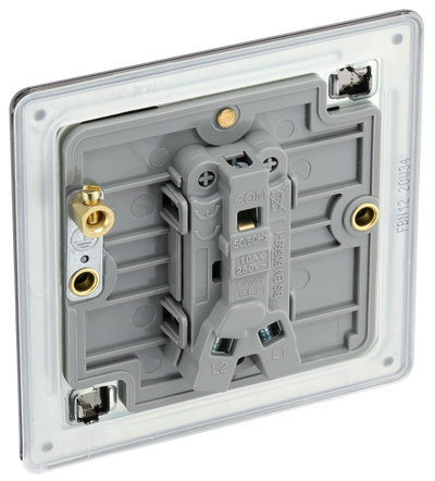 BG FBN12 Nexus Screwless Flat-Plate 2 Way 10A Single Light Switch Black Nickel