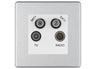 BG Screwless Brushed Steel TV/FM/2x SAT Quadplex Socket – White Insert by British General (BG-FBSTVFMSAT2W)