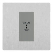 BG Evolve Brushed Steel 20AX 2 Way Emergency Lighting Test Key Switch - Grey Insert