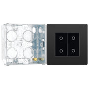 BG Evolve Black Chrome Double Master Touch Dimmer Switch PCDBCTDM2B with 35mm Steel Back Box
