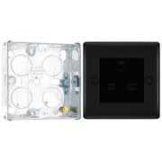 BG Nexus Matt Black 13A Single Unswitched Socket NFB23B with 25mm Steel Back Box by British General (BG-NFB23B+HGS02)