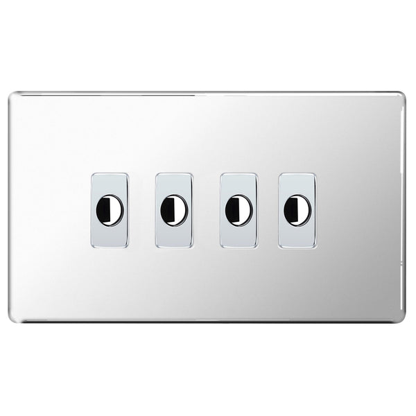 BG Nexus Screwless Polished Chrome 4 Gang Flex Outlet Socket