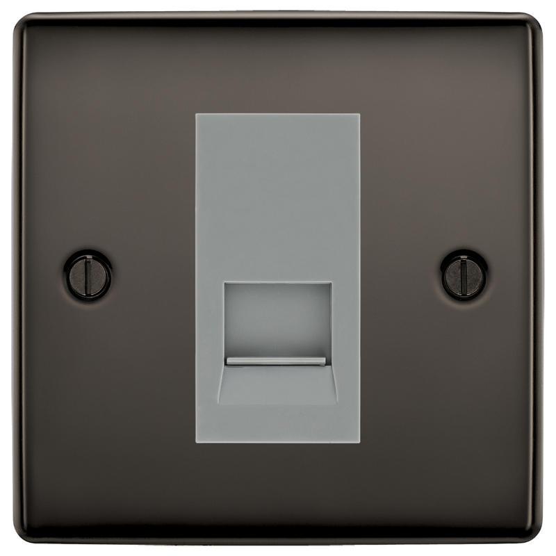 BG Nexus Black Nickel Single Master Telephone Socket – Grey Insert