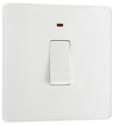 BG PCDCL31W Pearlescent White Evolve 20A 2 Pole LED Switch - White Insert